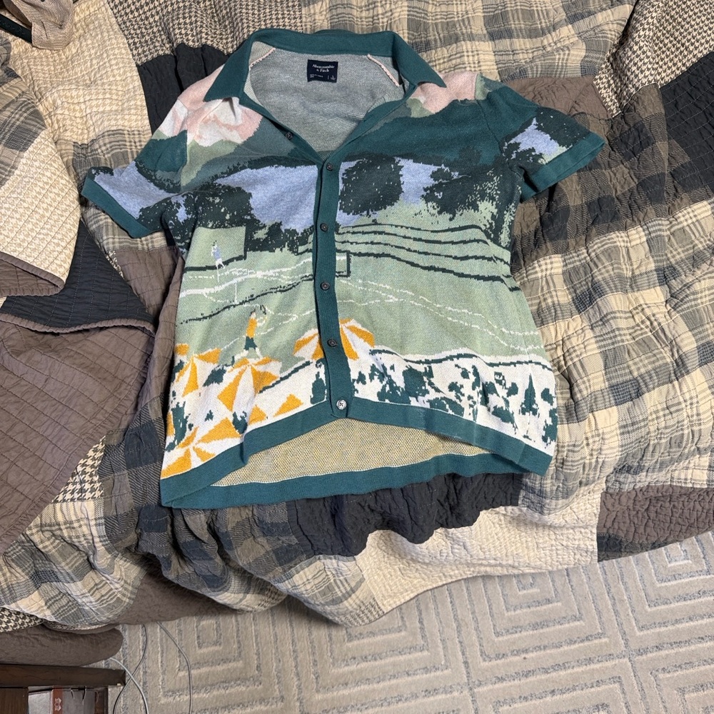 Abercrombie & Fitch Scenic Green Button Down Men’s Shirt Large